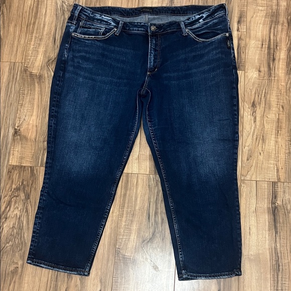 Silver Jeans Women's Plus Size Mid Rise Boyfriend Jeans - Dark Blue Sz 22w - Picture 1 of 8